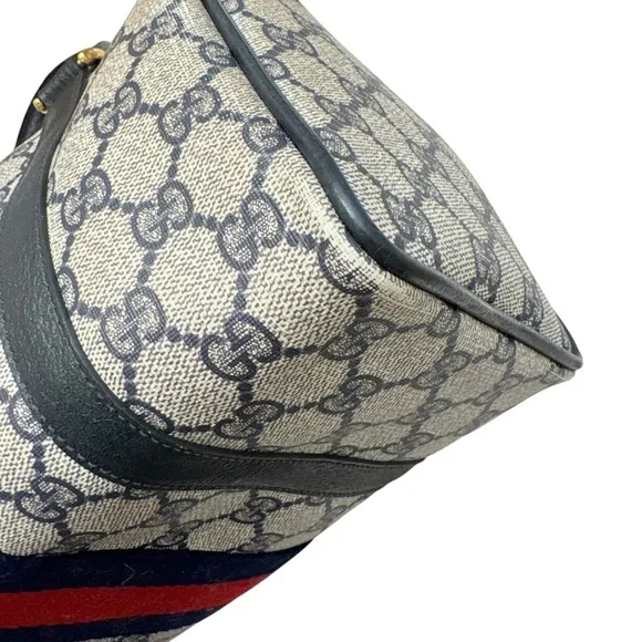 Gucci vintage blue canvas and leather Boston bag BEAUTIFUL